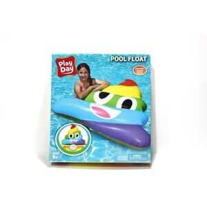 Play Day Pool Float Inflatable Rainbow Emoji Poop Float Raft 48 in L x 42.5 In W